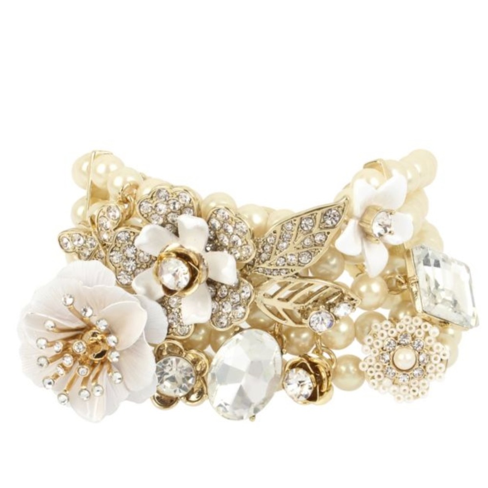 NEW Miriam Haskell Flower Faux Pearl Bracelet - Picture 6 of 6